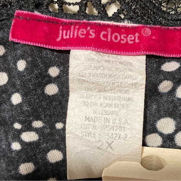 Julie's Closet Black and White Polka Dot Tiered Top | Lace Detail | Made in USA - Picture 4 of 10